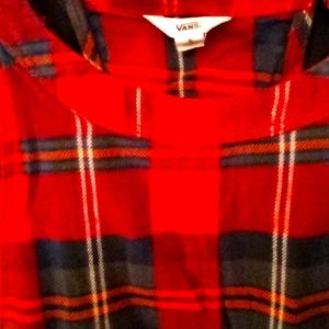 VANS Dress Plaid Red and Black OVERALL bib School Girl Mini skirt SMALL
